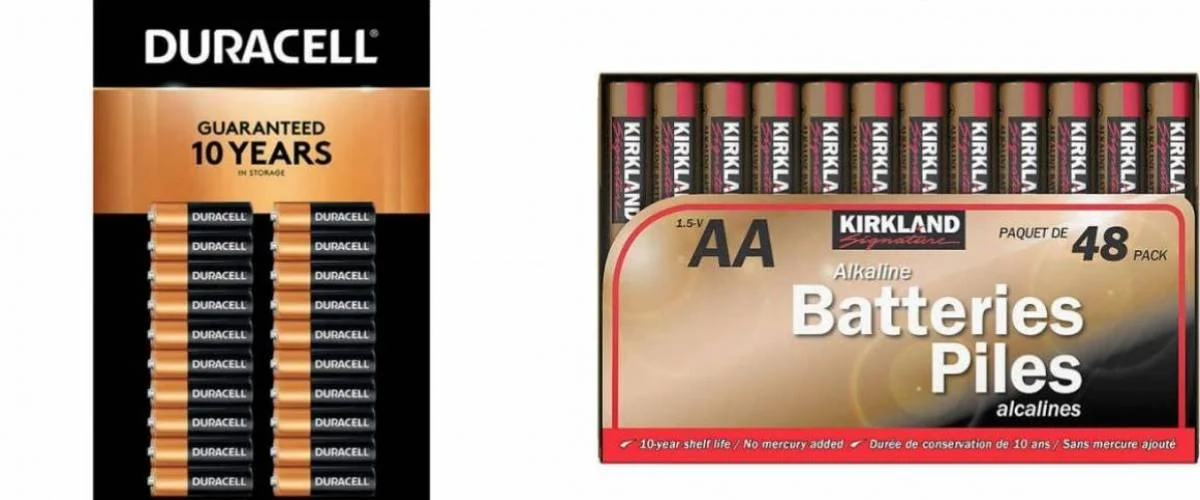 Duracell batteries and Kirkland Signature batteries