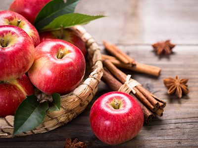 Red apples and cinnamon.